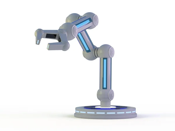 Modelo plástico de brazo robótico industrial Manipulador robótico. 3D — Foto de Stock
