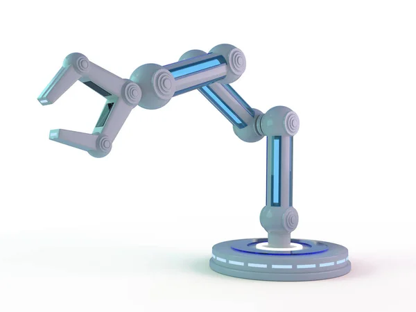 Modelo plástico de brazo robótico industrial Manipulador robótico. 3D — Foto de Stock