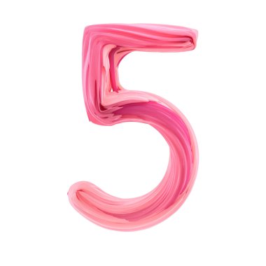 Alfabe şeker bükülmüş tarzı sanat ve illüstrasyon rakam beş. 3d