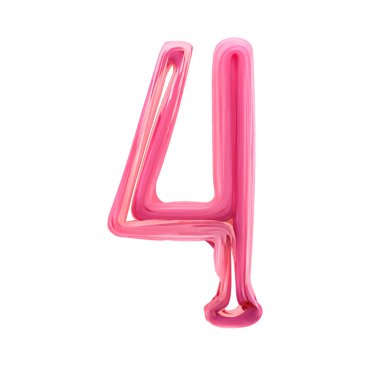 Alfabe şeker bükülmüş tarzı sanat ve illüstrasyon rakam dört. 3d