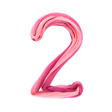 Alfabe şeker bükülmüş tarzı sanat ve illüstrasyon rakam iki. 3d