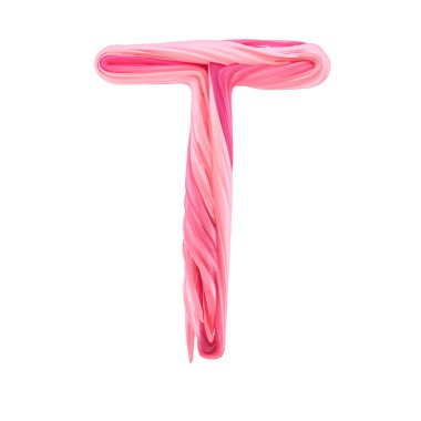 Alfabe şeker bükülmüş tarzı sanat ve illüstrasyon harfi T. 3d