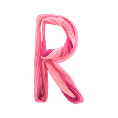 Alfabe şeker bükülmüş tarzı sanat ve illüstrasyon harfi R. 3d