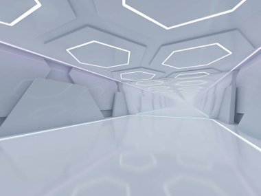 Basit boş odası iç lambalar ile. 3D