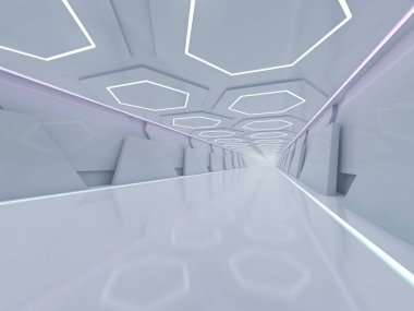 Basit boş odası iç lambalar ile. 3D