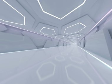 Basit boş odası iç lambalar ile. 3D