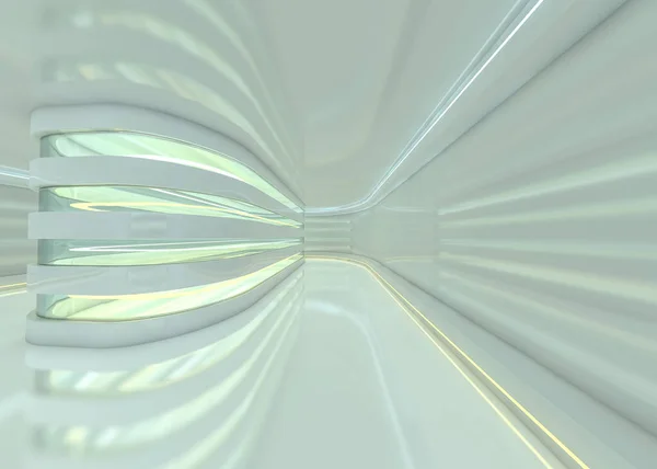 Eenvoudige lege ruimte interieur met lampen. 3D — Stockfoto