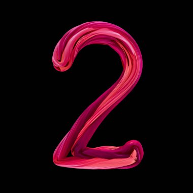 Alfabe şeker bükülmüş tarzı sanat ve illüstrasyon rakam iki. 3d