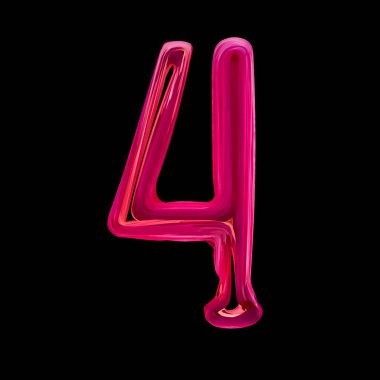 Alfabe şeker bükülmüş tarzı sanat ve illüstrasyon rakam dört. 3d