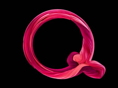 Alfabe şeker bükülmüş tarzı sanat ve illüstrasyon harfi Q. 3d