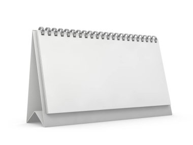 Tabloda boş yatay masa takvimi. Mockup tasarım konsepti. 3d