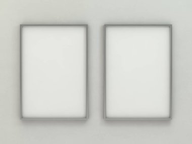 Arka plan üzerinde beyaz boş fotoğraf dikey kare mockup. 3d