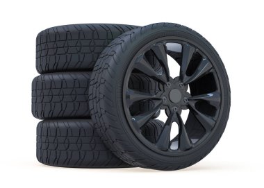 Kış sert koruyucu ile lastikler ayarlayın. 3d