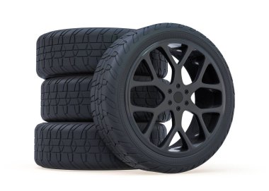 Kış sert koruyucu ile lastikler ayarlayın. 3d