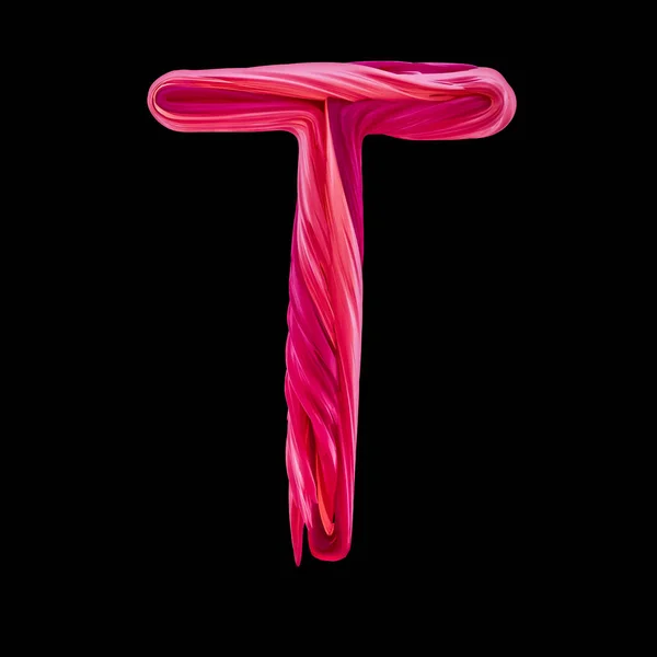 Алфавіт цукерки скручений стиль мистецтва та ілюстрація літера Т. 3D — стокове фото