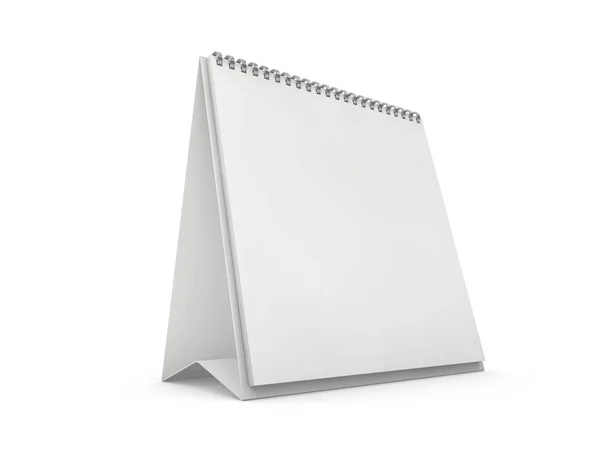 Lege vierkante bureaukalender op tafel. Mockup ontwerpconcept. 3d — Stockfoto