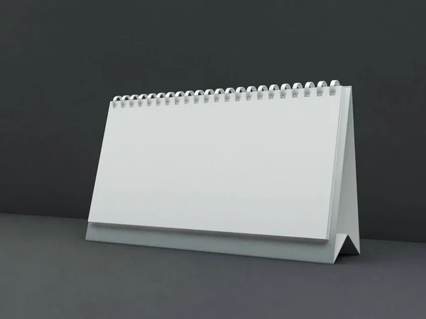 Empty desk calendar on table. Mockup design concept. 3D — Stock Photo, Image