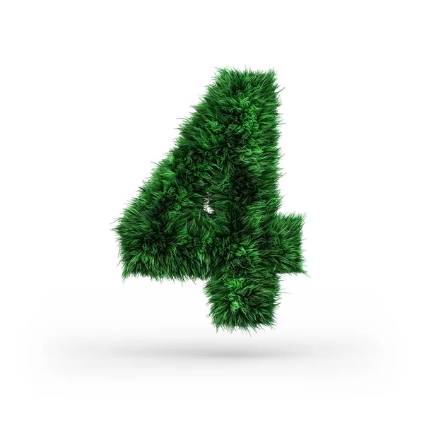 Wielkie zielone i ekologiczne czcionki. Cyfra czwarta. 3d — Zdjęcie stockowe