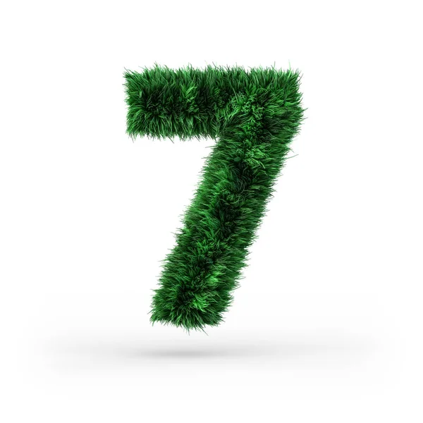 Uppercase green and ecology font. Digit seven. 3D