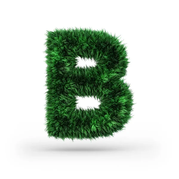 Wielkie zielone i ekologiczne czcionki. Litera B. 3D — Zdjęcie stockowe