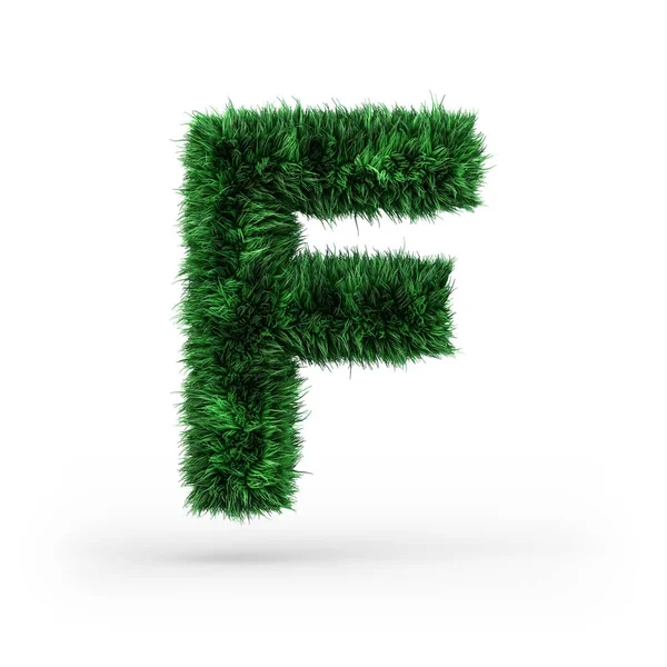 Fuente verde mayúscula y ecología. Letra F. 3D — Foto de Stock
