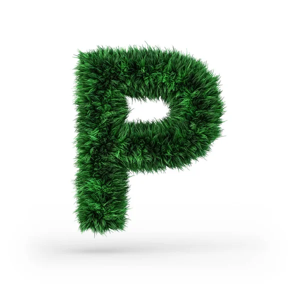 Наверху зеленый и экологический шрифт. Буква P. 3D — стоковое фото