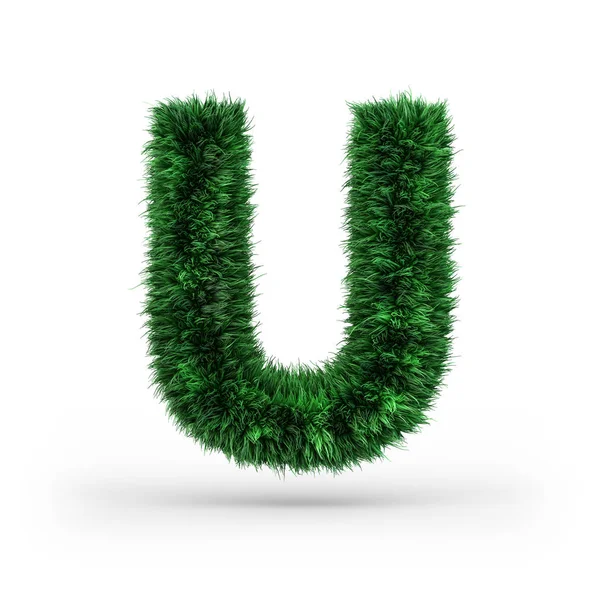 Hoofdletters groen en ecologie lettertype. Letter U. 3D — Stockfoto