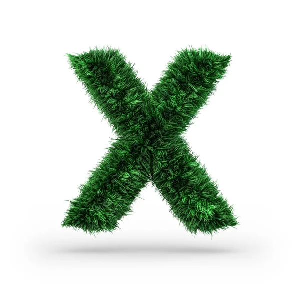Uppercase green and ecology font. Letter X. 3D