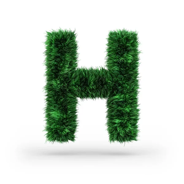 Uppercase green and ecology font. Letter H. 3D — Stock Photo, Image