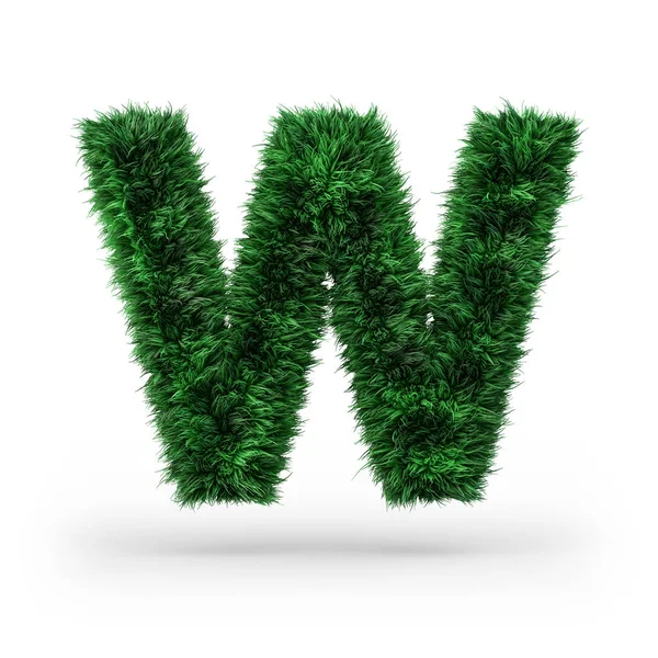 Uppercase green and ecology font. Letter W. 3D — Stock Photo, Image