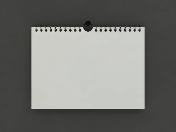 Modelo de calendário horizontal em branco com sombras suaves. 3D — Fotografia de Stock