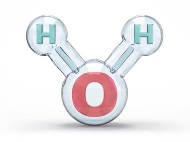 Su molekülü. Ekoloji, biyoloji ve biyokimya konsepti. Üç Boyut