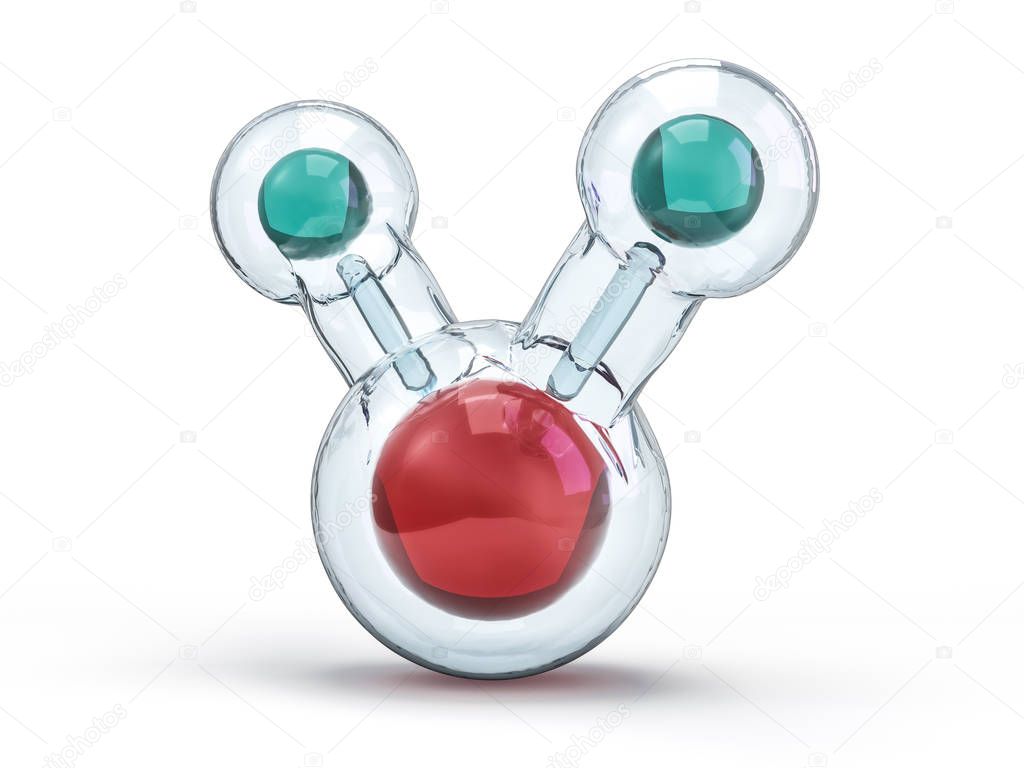 Water molecule. Ecology, biology and biochemistry concept. 3D