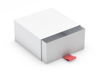 Beyaz kutu beyaz arka plan üzerinde izole kadar alay. 3d