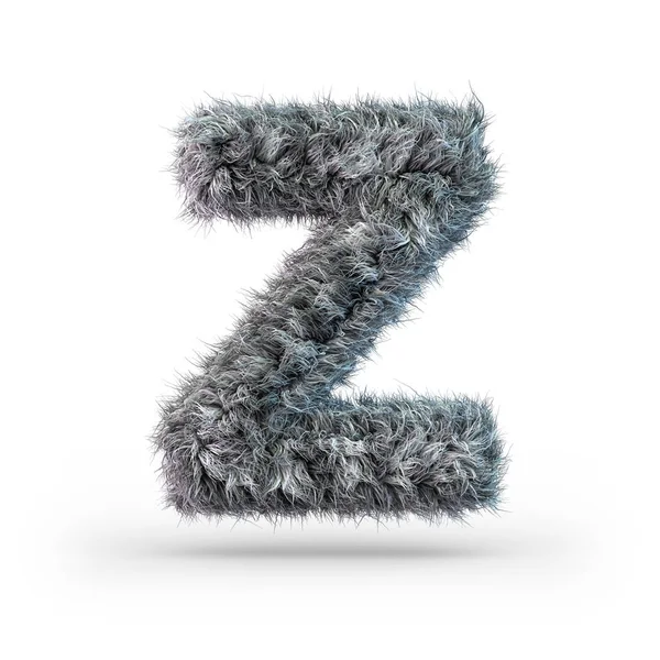Uppercase fluffy and furry gray font. Letter Z. 3D — Stock Photo, Image