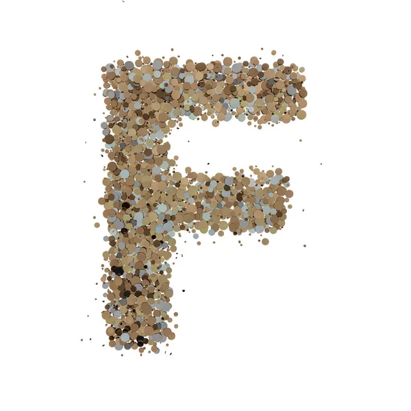 Light gold letter F on the background. 3D — Stock Photo, Image