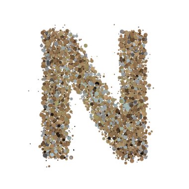 Arka planda açık altın harf N var. Üç Boyut
