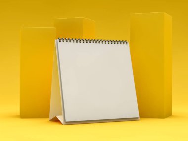 Boş kare masa takvimi. Mockup tasarım konsepti. 3d