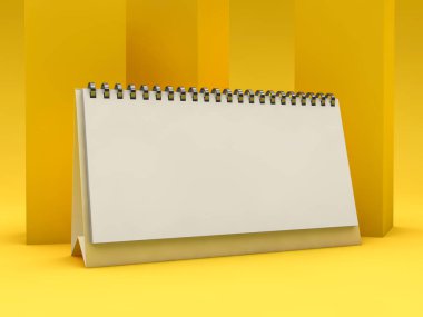 Boş yatay masa takvimi. Mockup tasarım konsepti. 3d