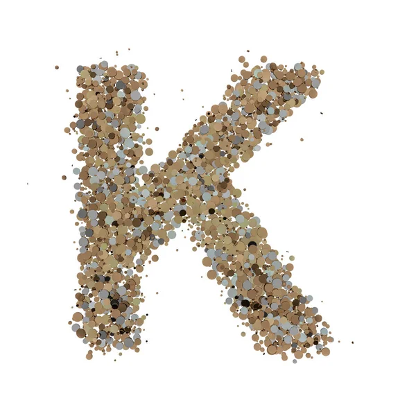 Lichtgouden letter K op de achtergrond. 3D — Stockfoto