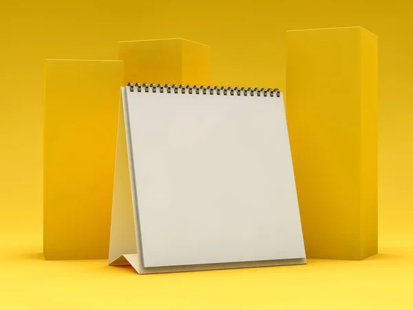 Lege vierkante bureaukalender. Mockup ontwerpconcept. 3d — Stockfoto
