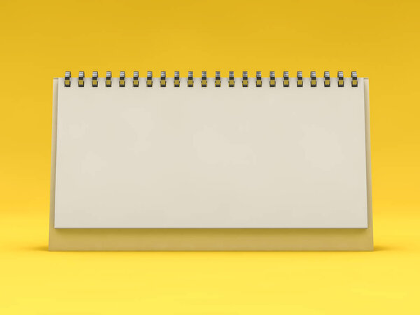 Empty horizontal desk calendar. Mockup design concept. 3D