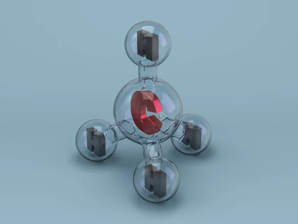 Φόντο μόρια μεθανίου. 3D rendering — Φωτογραφία Αρχείου