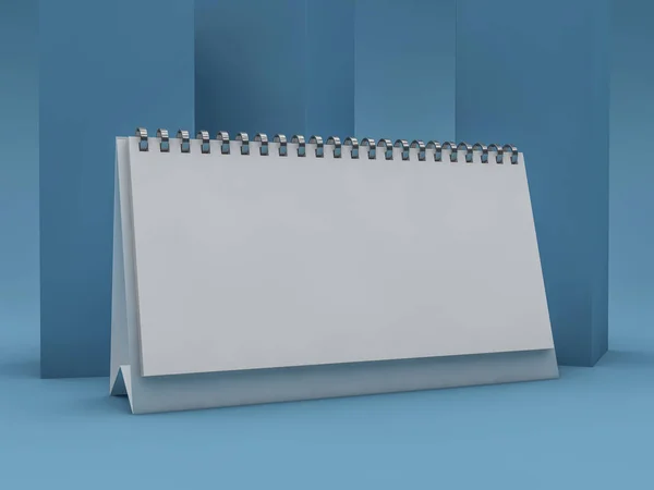Calendario di scrivania orizzontale vuoto. Mockup concetto di design. 3D — Foto Stock