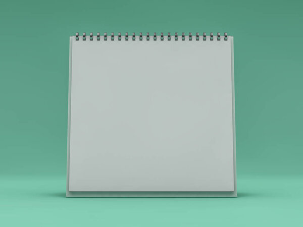 Empty square desk calendar. Mockup design concept. 3D