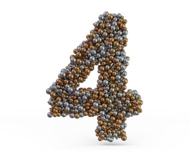 Arka planda açık altın rakamlı dört rakam var. Üç Boyut