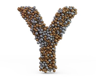 Arka planda açık altın harfli Y harfi var. Üç Boyut