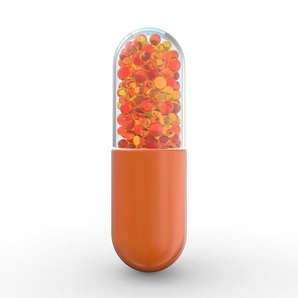 Muchas píldoras de colores aislados en blanco. 3D — Foto de Stock