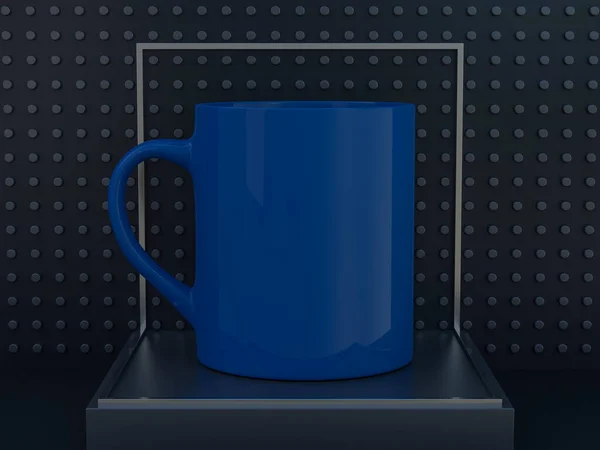 Mug Mockup debout sur la surface sombre. 3D — Photo