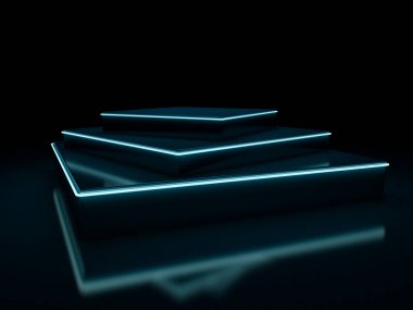 Renkli neon soyut ışıklar. 3d